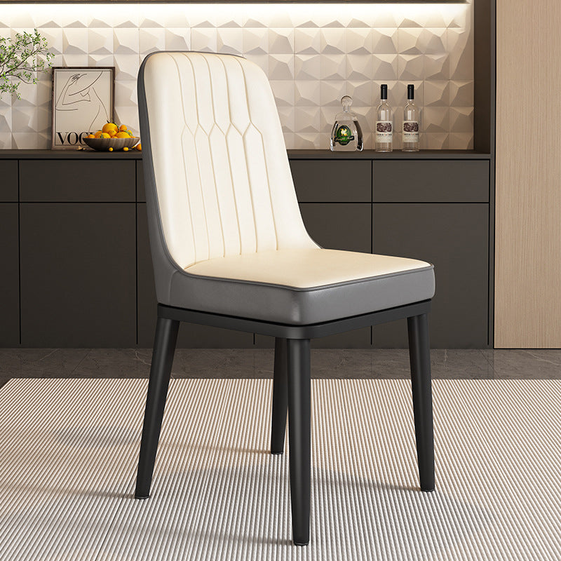 Contemporary Square PU Leather Upholstered Dining Chair