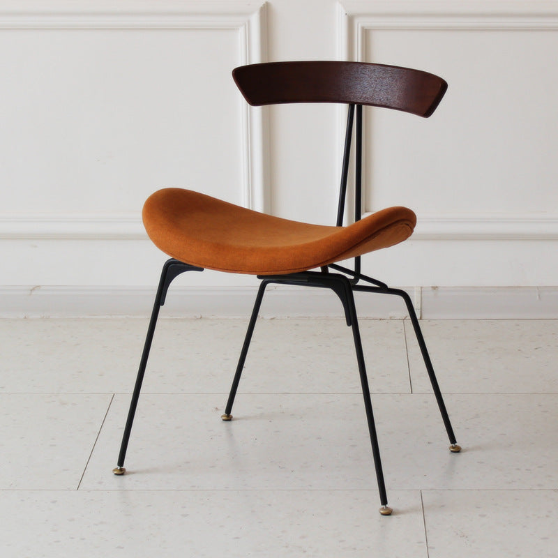 Industrial Ant Arch Wood Leather Dining Chair — Brown - Leather / Light Brown