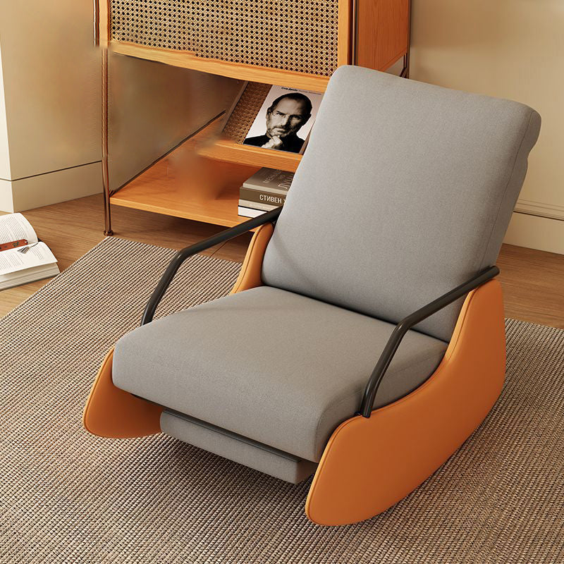 Modern Snowflake Velvet Cat Scratch Leather Recliner — Without Footrest & High Resilience Sponge Version / Light Yellow & Orange