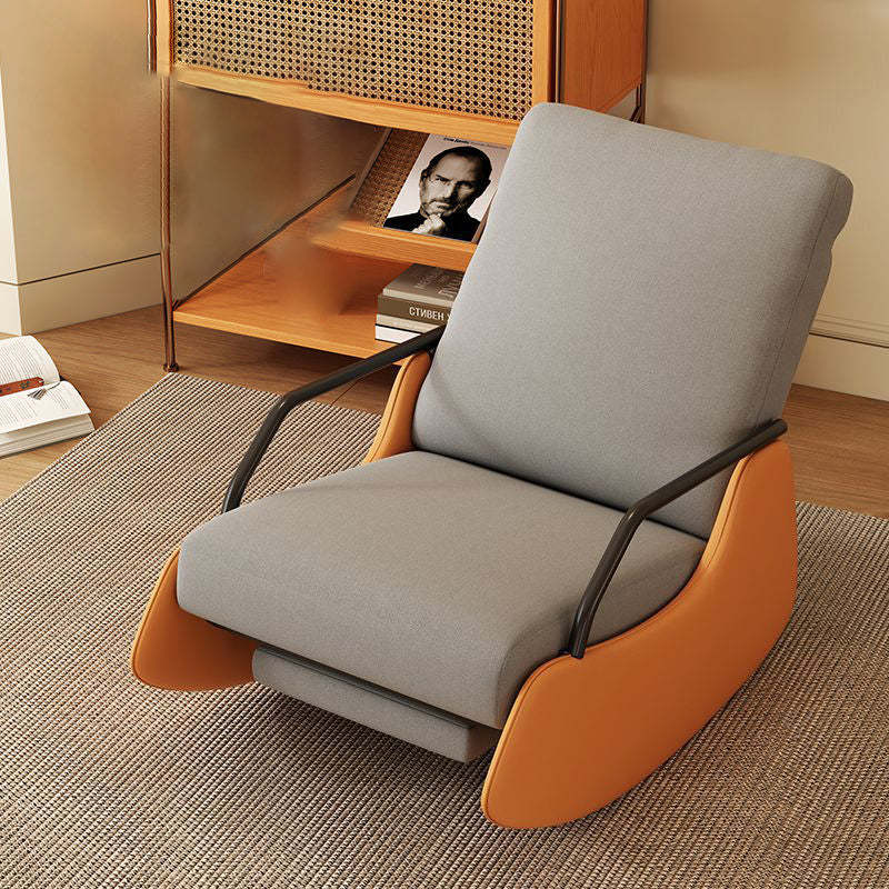 Modern Snowflake Velvet Cat Scratch Leather Recliner — Without Footrest & High Resilience Sponge Version / Light Yellow & Orange