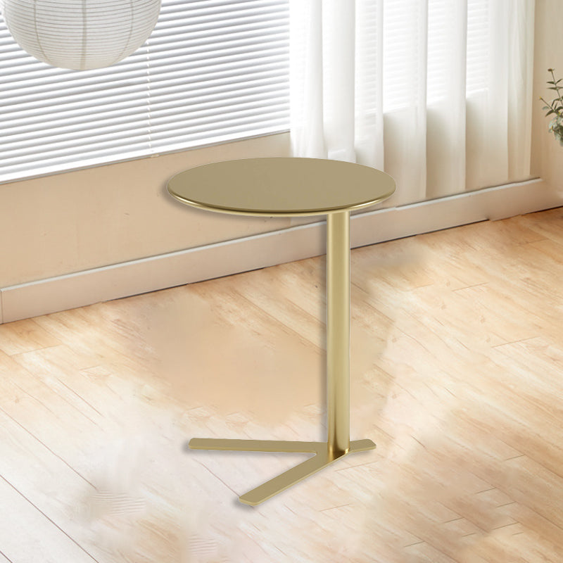 Scandinavian V-Base Iron End Table — Gold