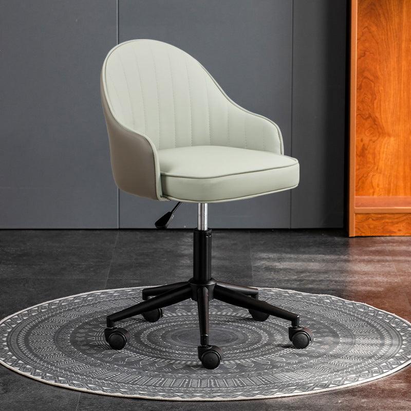 Modern Leather Steel Movable Desk Chair — Stainless Steel - Black / Yellow