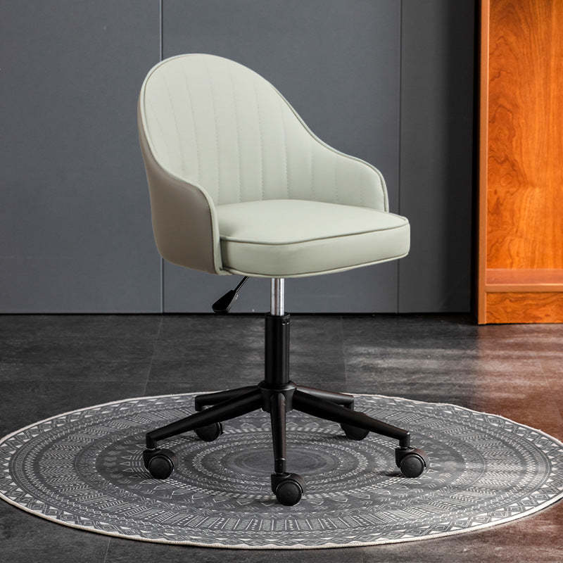 Modern Leather Steel Movable Desk Chair — Stainless Steel - Black / Yellow