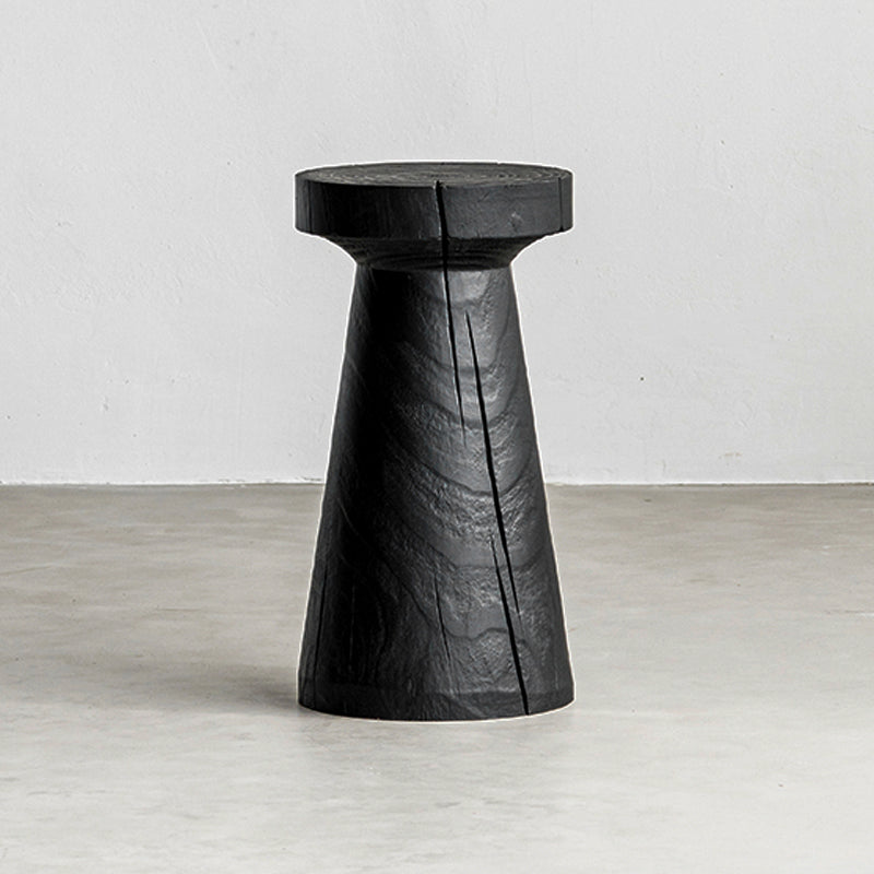 Japanese Wabi-Sabi Wood Geometric End Table