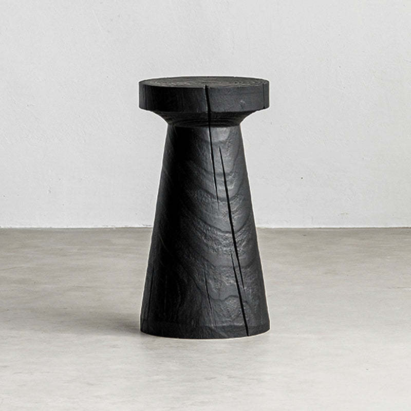 Japanese Wabi-Sabi Wood Geometric End Table
