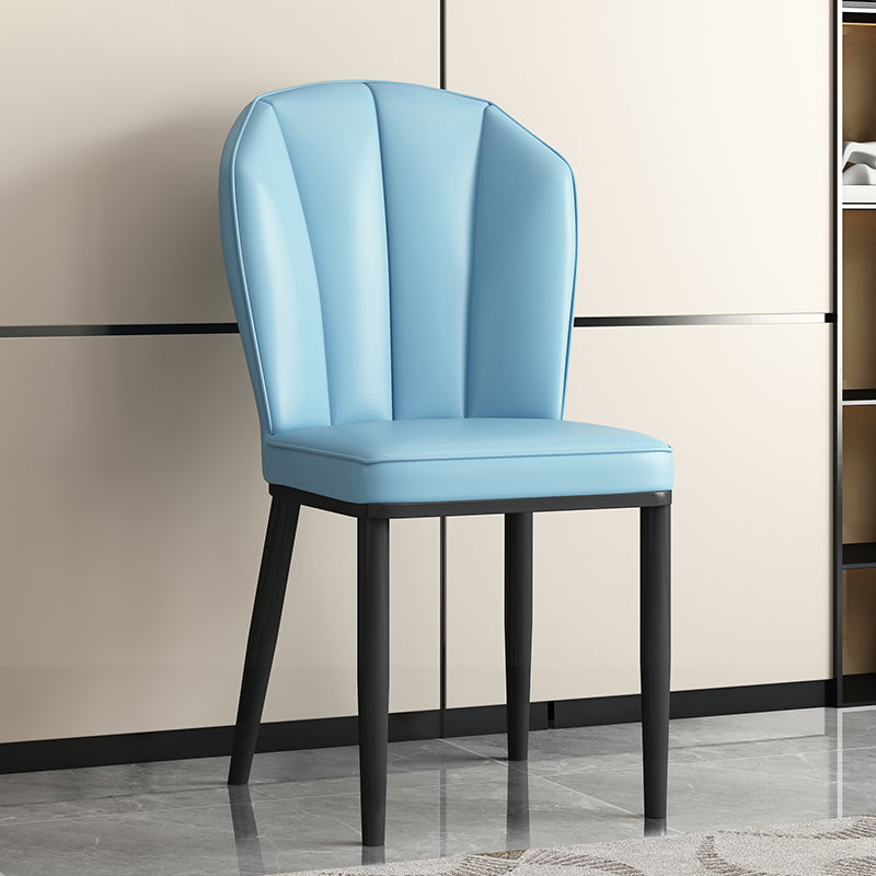 Modern Leather Steel Shell Dining Chair — X Shape / Black / Yellow