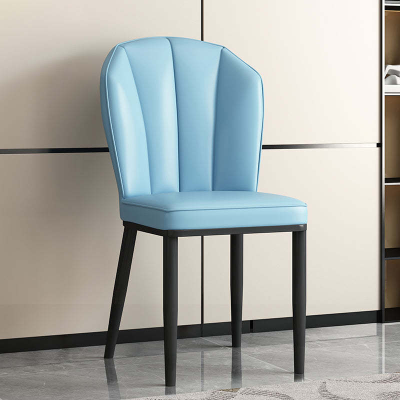 Modern Leather Steel Shell Dining Chair — X Shape / Black / Yellow