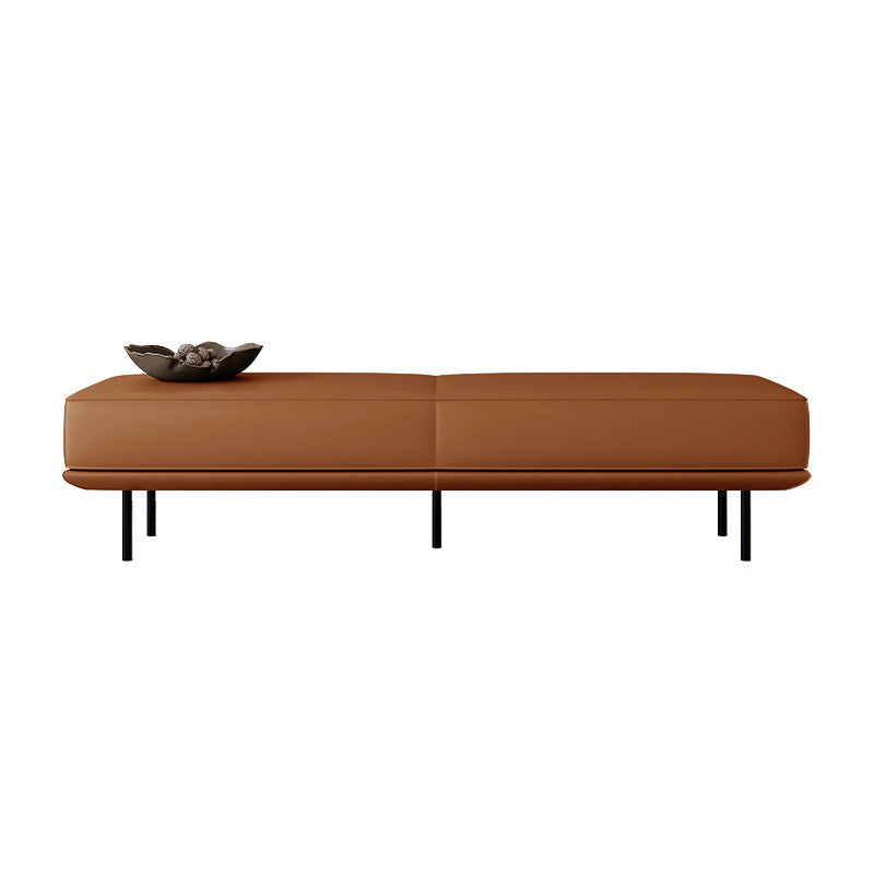 Minimalist Microfiber Leather Wood Rectangular Low Stool