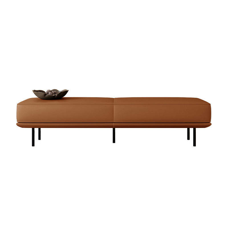 Minimalist Microfiber Leather Wood Rectangular Low Stool