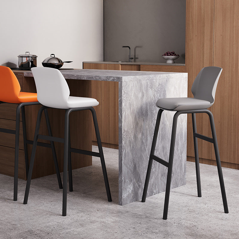 Nordic Square Leather Iron Plastic Bar Stool