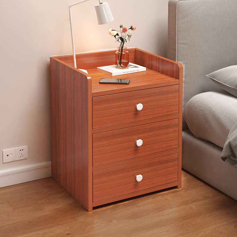 Minimalist Rectangular 1/2/3-Drawer Nightstand — F - 3 Drawer & Lockable - Nordic Maple Color
