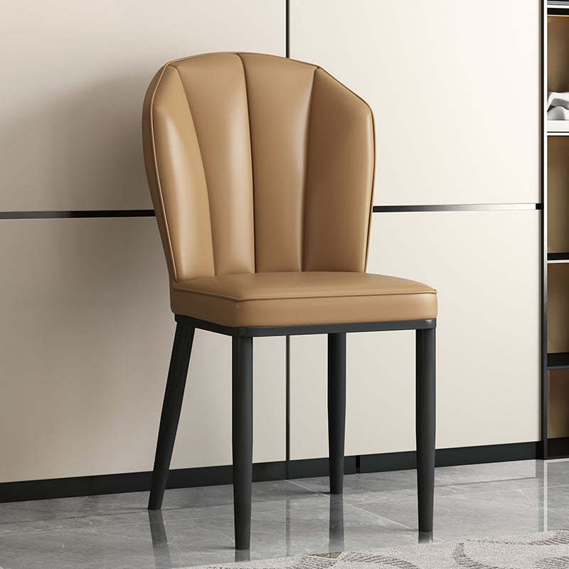 Modern Leather Steel Shell Dining Chair
