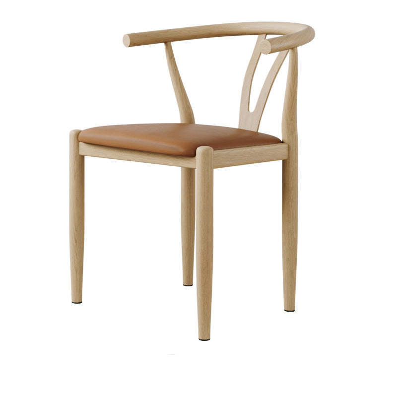 Modern Leather Steel Curved Dining Chair
