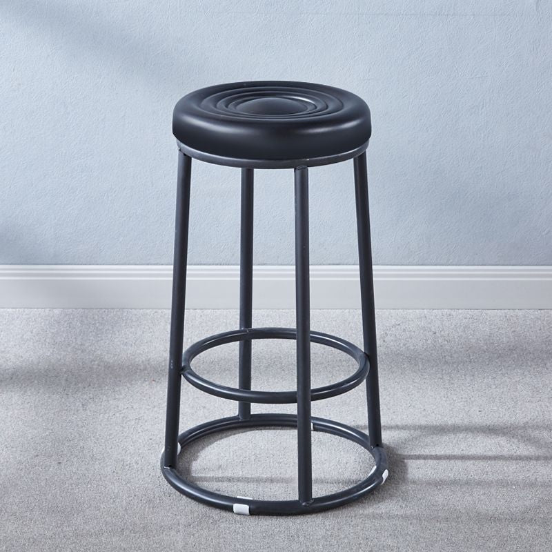 Modern Leather Steel Cotton Round Bar Stool