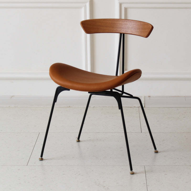 Industrial Ant Arch Wood Leather Dining Chair