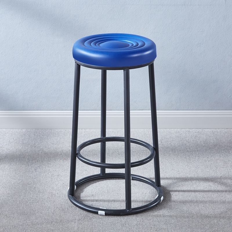 Modern Leather Steel Cotton Round Bar Stool