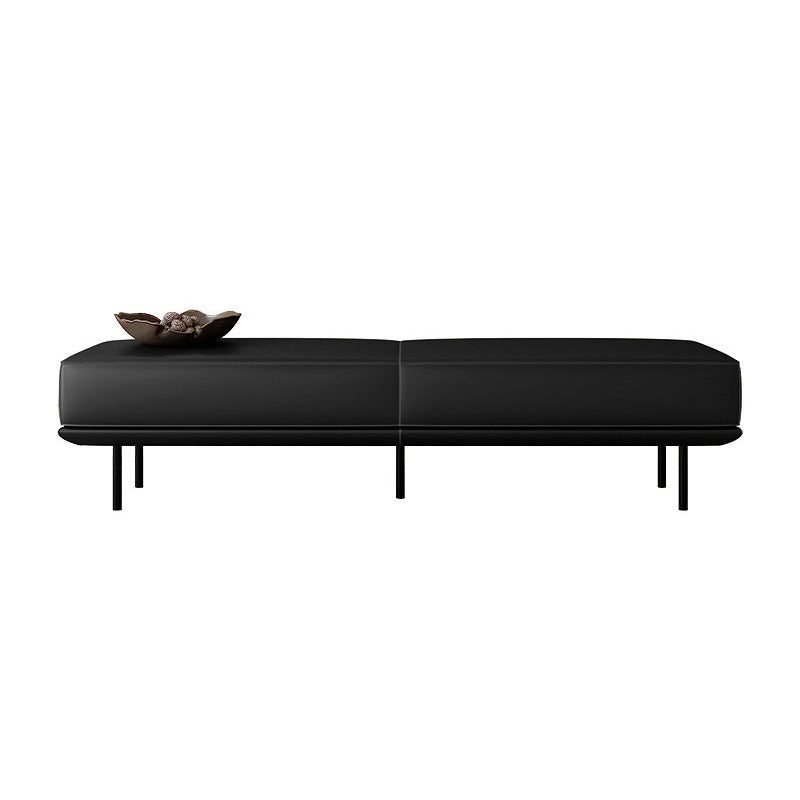Minimalist Microfiber Leather Wood Rectangular Low Stool