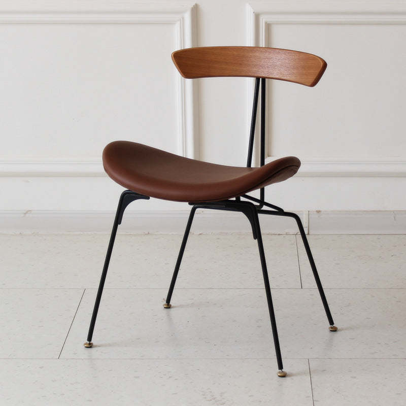 Industrial Ant Arch Wood Leather Dining Chair