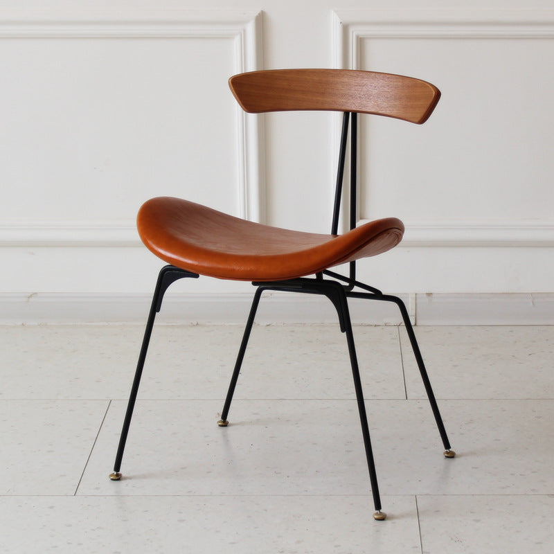 Industrial Ant Arch Wood Leather Dining Chair