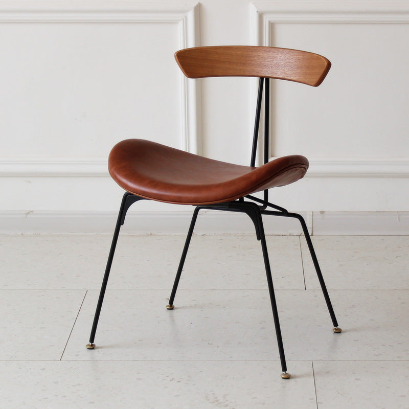 Industrial Ant Arch Wood Leather Dining Chair