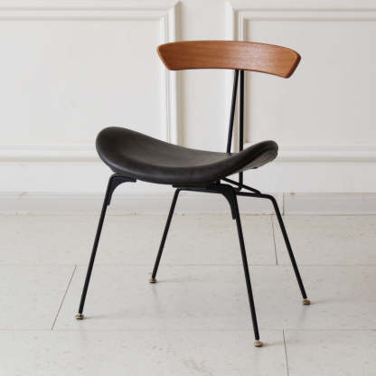 Industrial Ant Arch Wood Leather Dining Chair