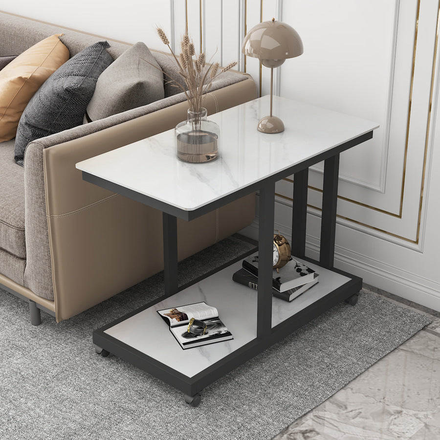 Modern Rectangular Steel Movable 2-Tier End Table