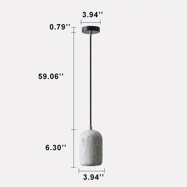 Modern Terrazzo Cylindrical Cement LED Pendant Light — Gray / Neutral Light (4000K) / 110V-120V For US/CA