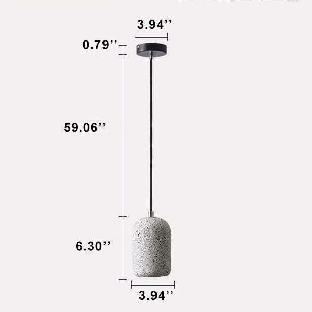 Modern Terrazzo Cylindrical Cement LED Pendant Light — Gray / Neutral Light (4000K) / 110V-120V For US/CA