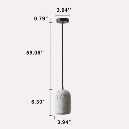 Modern Terrazzo Cylindrical Cement LED Pendant Light — Gray / Neutral Light (4000K) / 110V-120V For US/CA