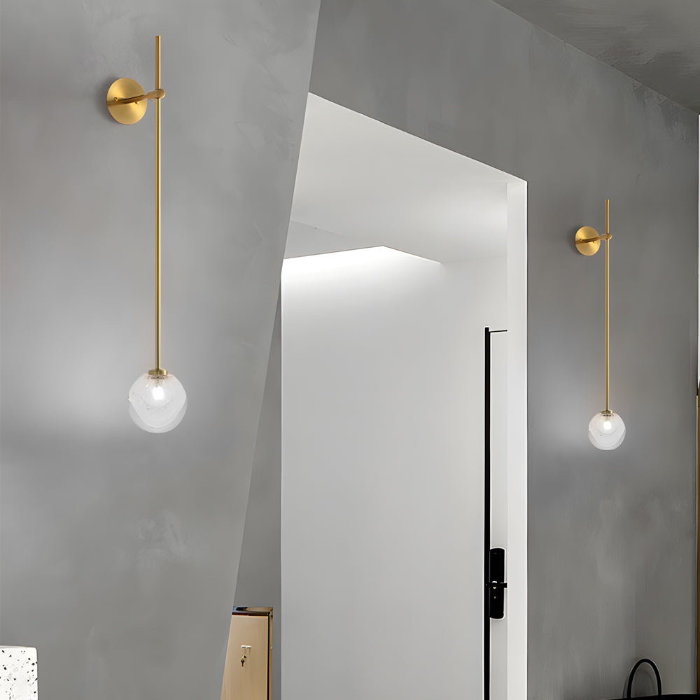 1-Light Glass Bubble Globe Slim Wall Light-Lighom