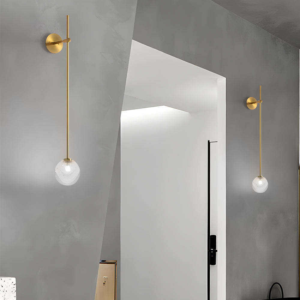 1-Light Glass Bubble Globe Slim Wall Light-Lighom