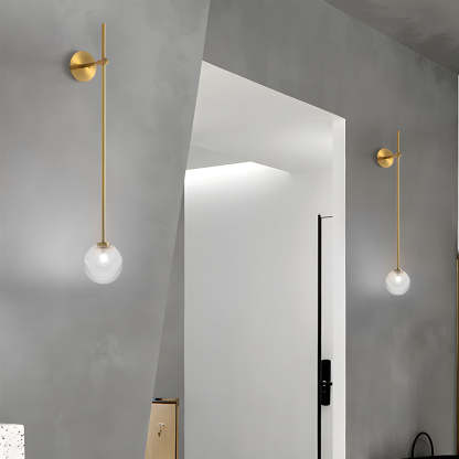 1-Light Glass Bubble Globe Slim Wall Light-Lighom