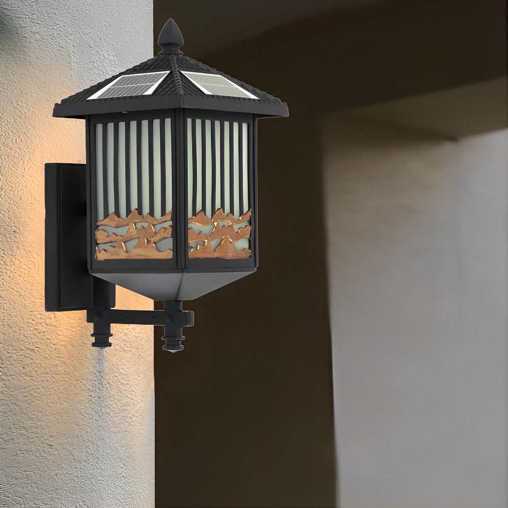 Retro Black Modern Solar Outdoor Wall Sconce