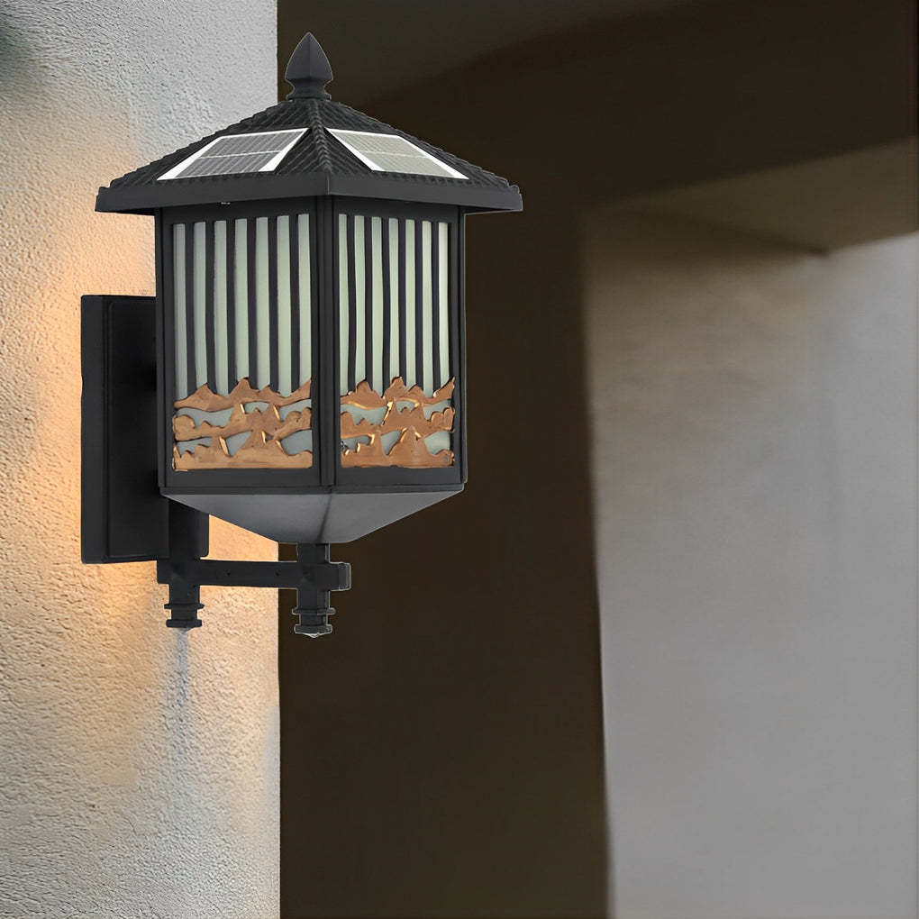 Retro Black Modern Solar Outdoor Wall Sconce