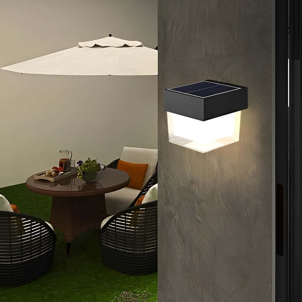Square Black Minimalist Solar Outdoor Wall Light