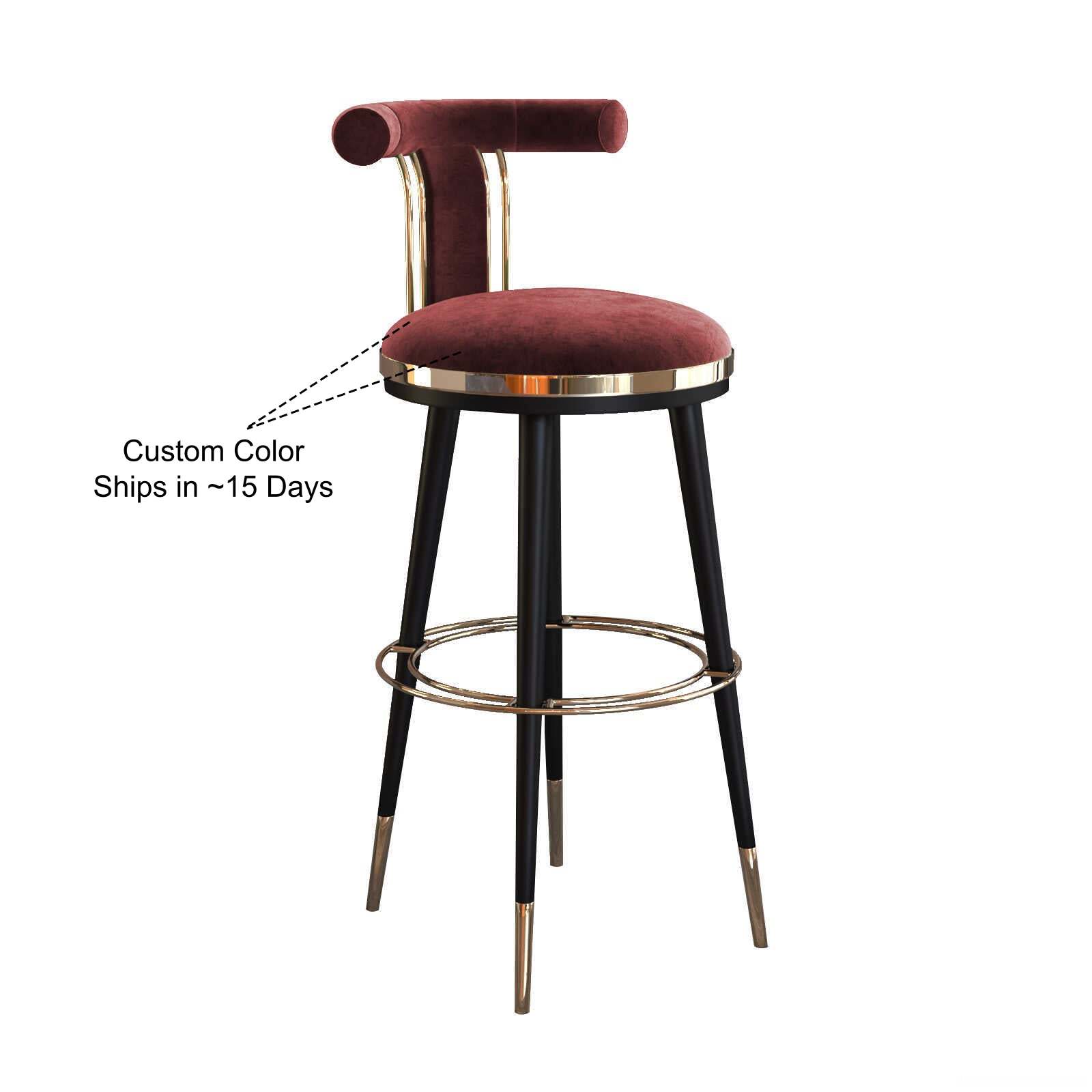 Modern round curved red steel bar & counter stools