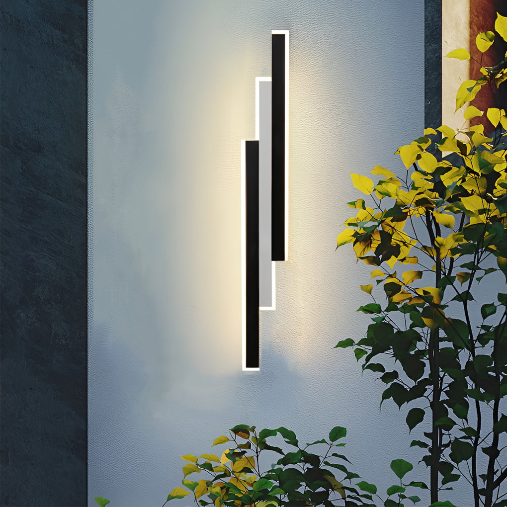 Three-Light Linear LED Rectangle Outdoor Wall Light