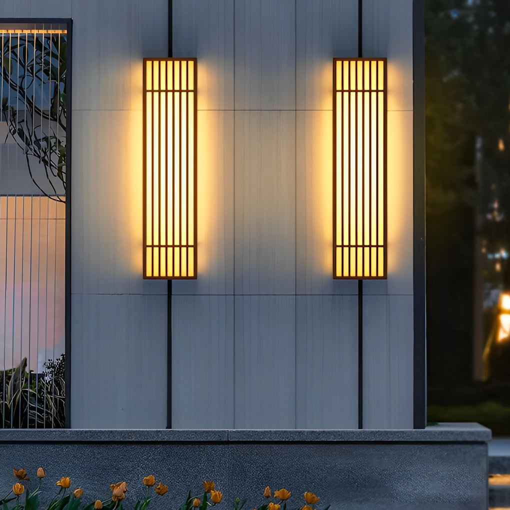 Retro Vertical Stripe Grid LED Brown Wall Lamp
