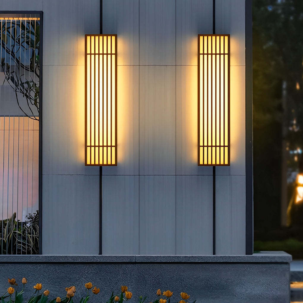 Retro Vertical Stripe Grid LED Brown Wall Lamp