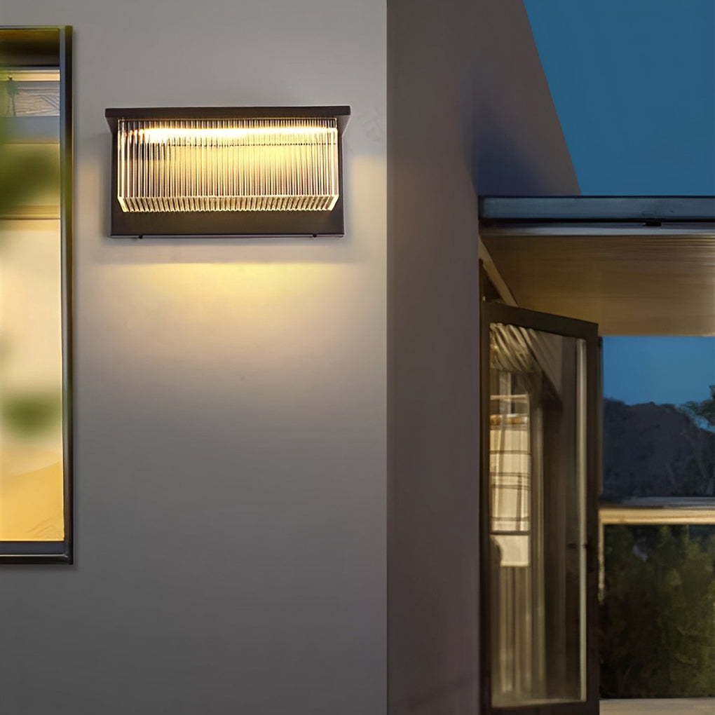 Rectangular Striped Acrylic Black Modern Solar Wall Light