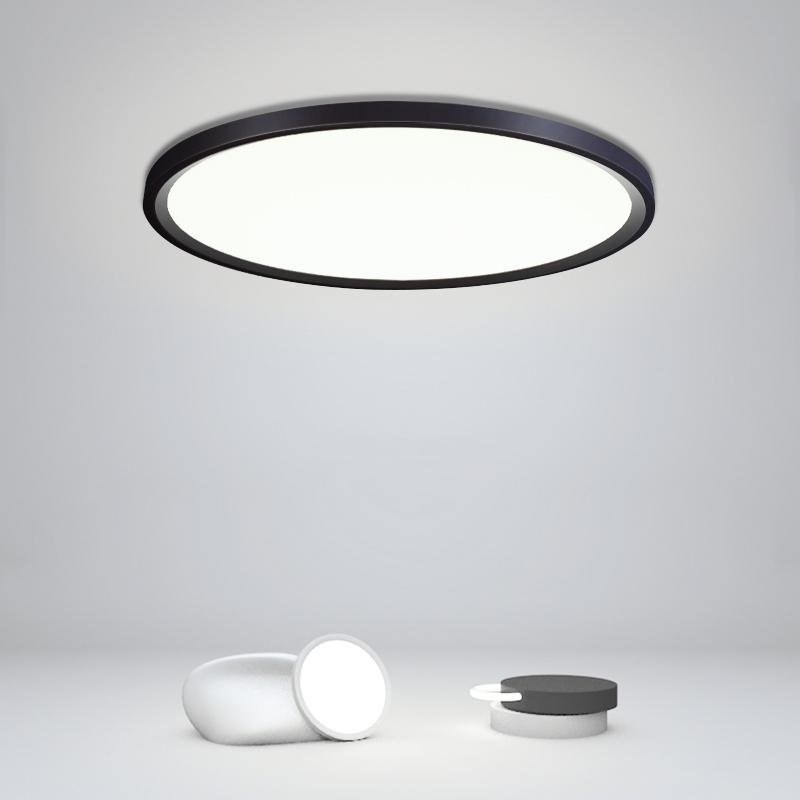 Black contemporary circle flush mount lighting — 16" Dia / Dimmable