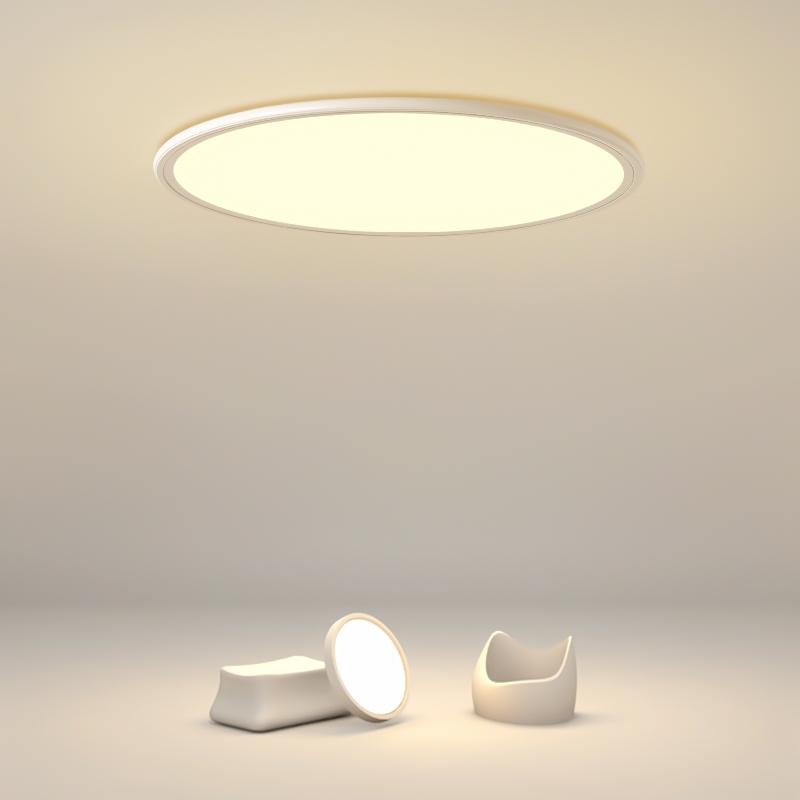 Soft White Round Industrial Black Flush Mount Kitchen Light