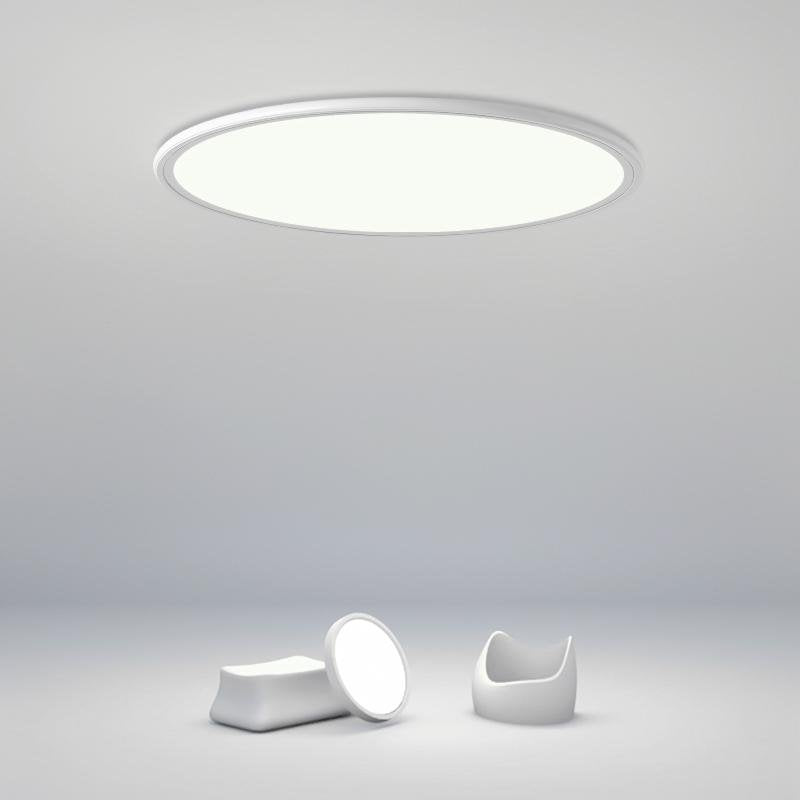 White contemporary round soft flush mount lighting — 16" Diameter / 3-Color Changeable