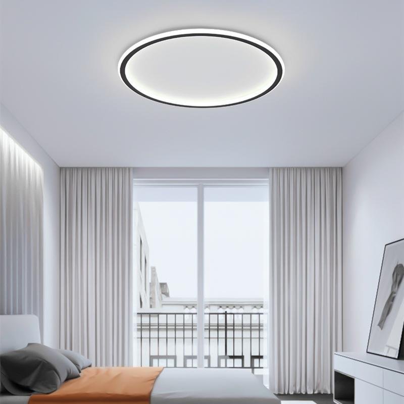 Round Black Framed Industrial Flush Mount Kitchen Lighting Dining Room Lighting Bedroom Ceiling Lights-Lighom