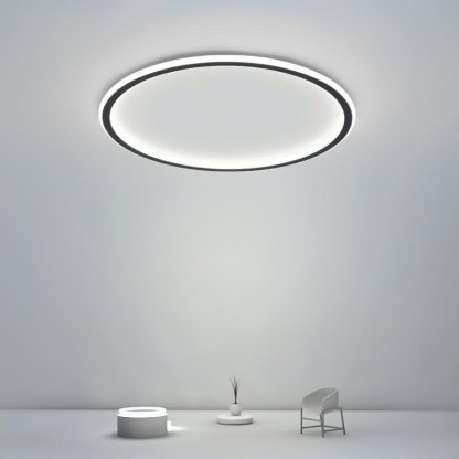 Round Black Framed Industrial Flush Mount Kitchen Lighting Dining Room Lighting Bedroom Ceiling Lights-Lighom
