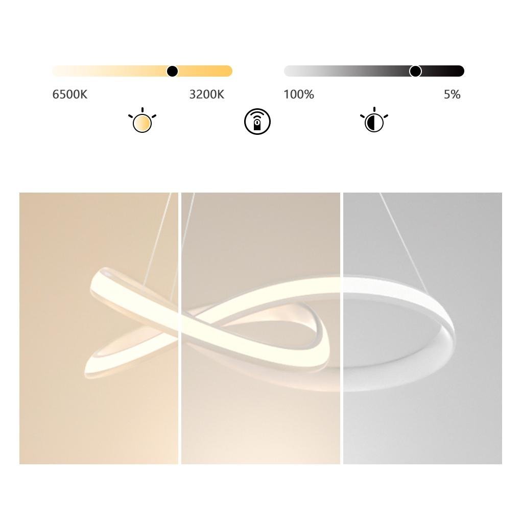 Ribbon Dining Room Chandelier Modern Chandelier with Remote Control-Lighom