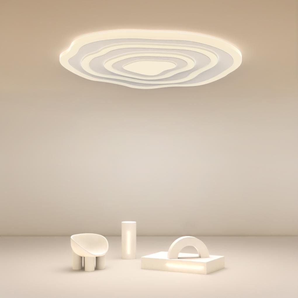 Modern Industrial Rippled White Flush Mount Ceiling Light for Bedroom-Lighom