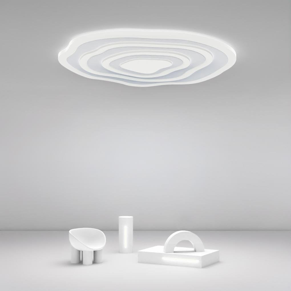 Modern Industrial Rippled White Flush Mount Ceiling Light for Bedroom-Lighom
