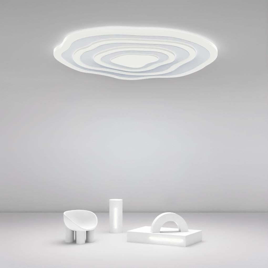 Modern Industrial Rippled White Flush Mount Ceiling Light for Bedroom-Lighom