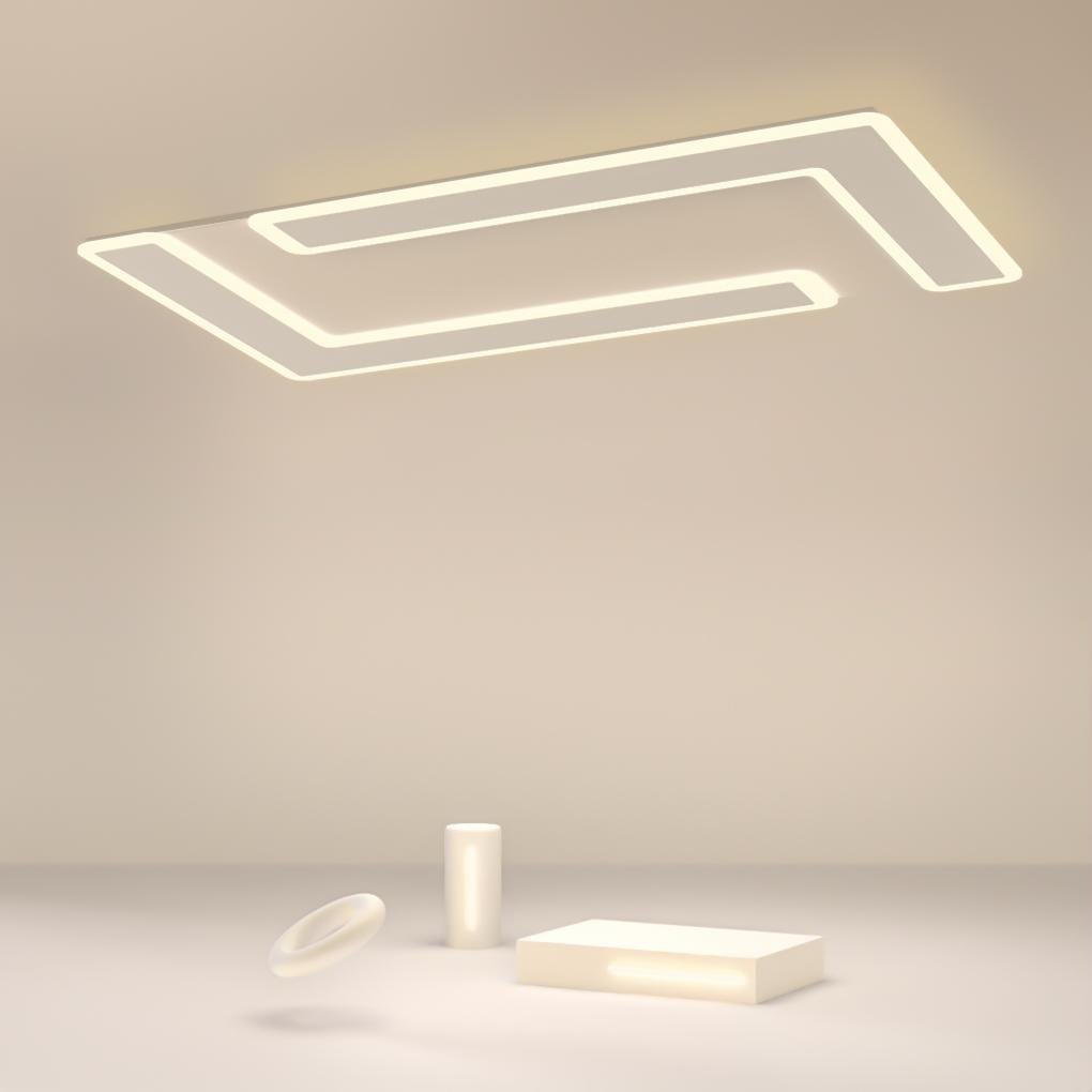 Flat Geometric LED Flush Mount Kitchen Ceiling Light — Dimmable